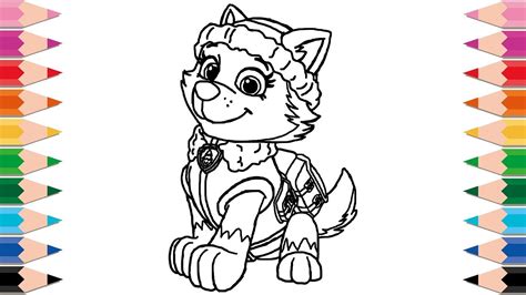 draw paw patrol everest  kids happy family coloring pages