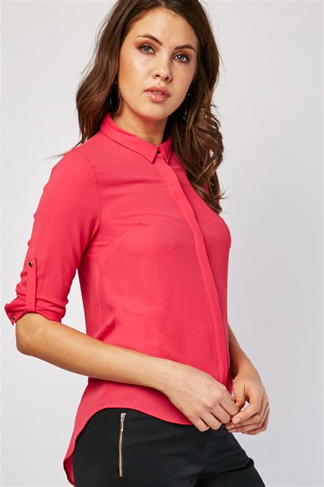 adjustable sleeve chiffon blouse