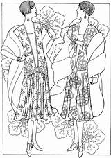 Dover Coloriage Twenties Fashions 塗り絵 Sample sketch template