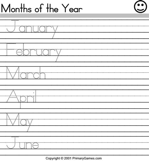 months   year  worksheet  printable worksheets months