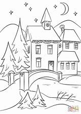 Village Coloring Winter Pages Printable Welcome Snowy Nature Kids Color Sheet Print sketch template