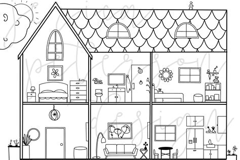 printable dollhouse coloring page