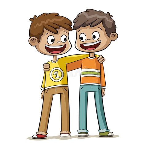 twee jongens zijn beste vrienden vector illustratie illustration  jongen beeldverhaal