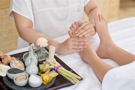 reflexology massage  spa stock image image  care