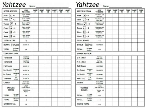printable yahtzee score sheets card hd  printable yahtzee score