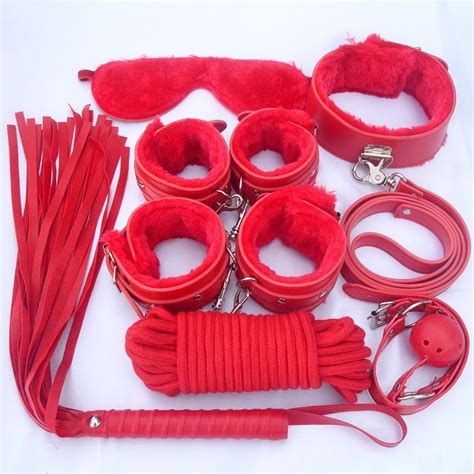 Faux Fur Leather Bondage Kit Sex Slave Game Adult Restraint Hogtie Set