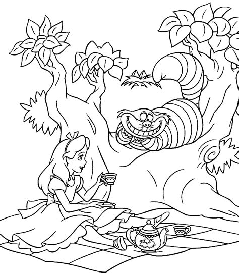 alice  wonderland cat coloring pages  getdrawings
