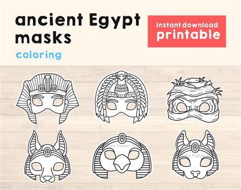ancient egypt masks template pharaoh cleopatra mummy horus etsy uk