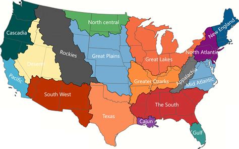 cultural regions map   contiguous  american states