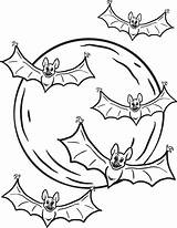 Coloring Bats Halloween Printable Kids sketch template