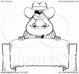 West Wild Coloring Chubby Cowboy Male Happy Clipart Cartoon Banner Sign Thoman Cory Outlined Vector 2021 sketch template