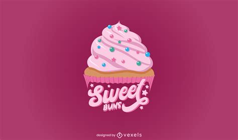 sweet buns pink cupcake vector download