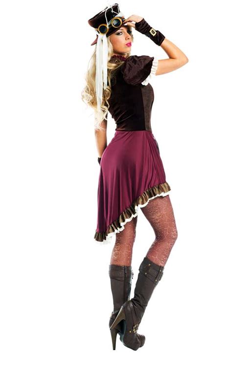 Sexy Brass Babe Outfit Victorian Wild West Dress Steampunk