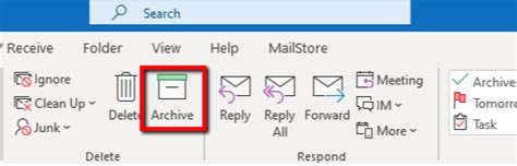 mysterious archive button  microsoft outlook mailstore
