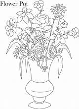 Pot Flower Coloring Drawing Library Clipart sketch template