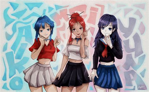 Artstation Aiko Mai And Yuna Three Girls In Anime Style