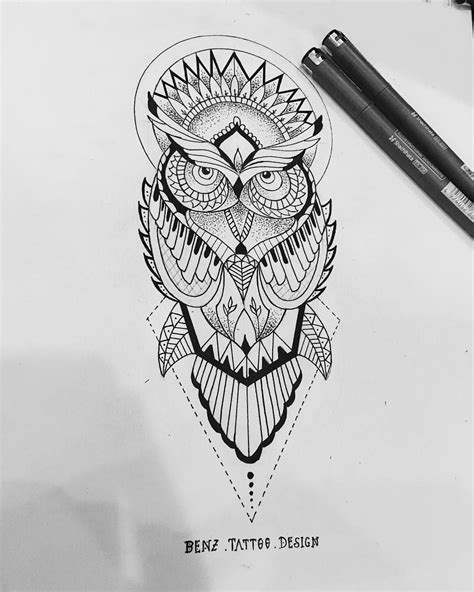 mandala owl design designed  atbenliamz owl owltattoo