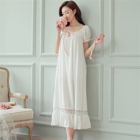 Hot Womens Long Sleeping Dress White Nightgown Short Sleeve Summer