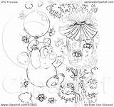 Coloring Bees Outline Bear Royalty Clipart Illustration Bannykh Alex Rf sketch template