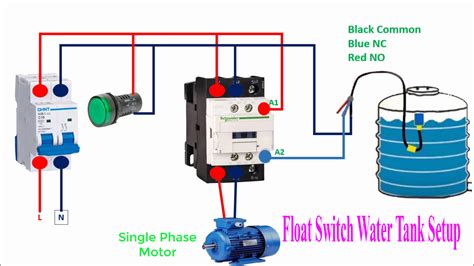 float switch water tank setup  installation float switch wiring connection  water pump