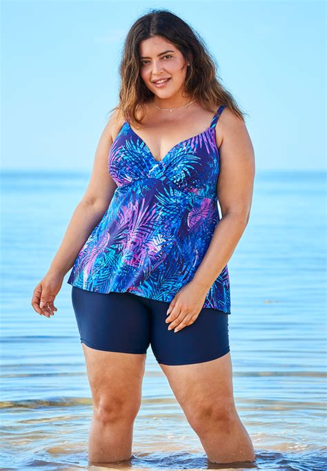 Wrap Swim Tankini Top In Bra Sizes Plus Size Tankini Tops