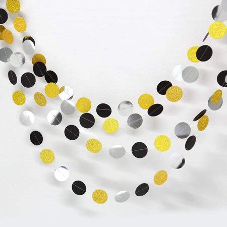 gold  circle dots garland streamers party decorations glitter black