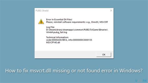 how to fix msvcrt dll missing or not found error in windows