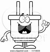 Plug Clipart Smart Mascot Electric Idea Cartoon Cory Thoman Plugs Outlined Coloring Vector Clipground sketch template