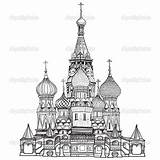Basil Moscou Russie Catedral Basilio Basile Roja Moskau Rusia Russland Dessin Moskou Isolement Moscu Stadt Basils Kreml Vecteur Moscú Illustratie sketch template