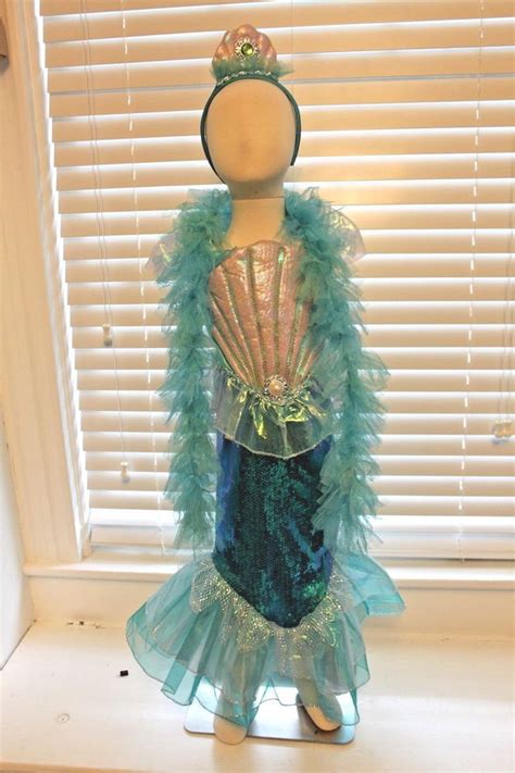 boutique mermaid costume blue sequins headpiece tail top boa new ebay