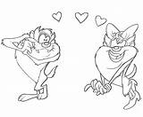 Taz Namorada Looney Tunes Colorir Tudodesenhos Tazmania Wombles sketch template
