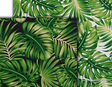 tropical fabric monstera palm leaves large  hawaiianfabricnbyond
