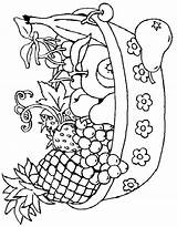 Fruit Basket Coloring Pages Vegetable Vegetables Fruits Drawing Print Getdrawings Anime Comments Buah Buahan sketch template