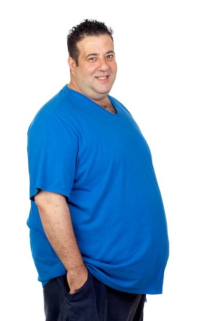 homem gordo feliz isolado  fundo branco foto premium