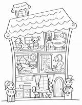 Dollhouse Puppenhaus Ausmalen Museprintables Steine Vorlagen Senioren Malbuch Puppen sketch template