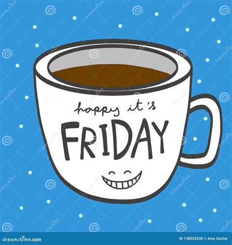 Friday Coffee Cup Smile Cartoon Illustration Stock Vector