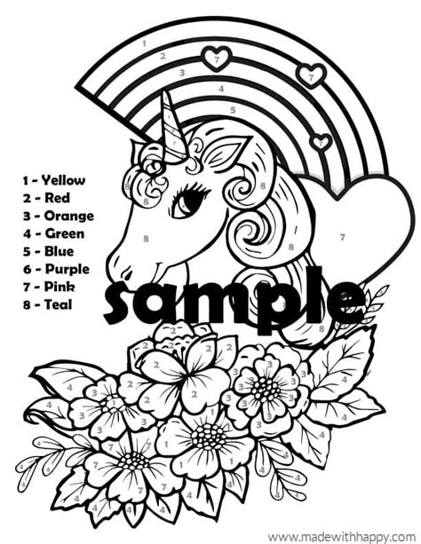 unicorn color  number coloring pages   gmbarco