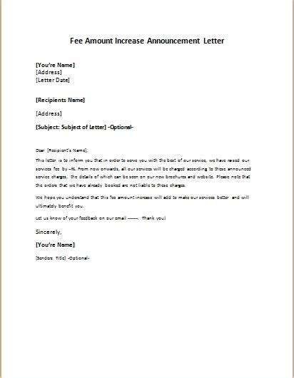 letter   requesting  announcement