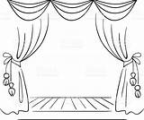 Stage Theater Sketch Drawing Theatre Vector Curtain Curtains Drawings Illustration sketch template
