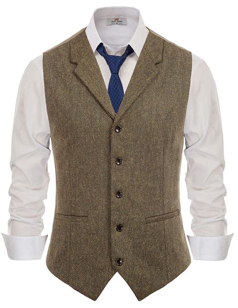 buy mens herringbone tweed dress vest british slim fit notch lapel