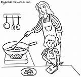Ibu Memasak Mewarnai Membantu Dapur Bersama Putih Keluarga Hari Orang Mewarna Berbakti Menggambar Masak Sedang Animasi Iman Hijab Ayah Lembar sketch template