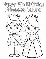 Prince Princess Coloring Pages Printable Drawing Little Party Tea Kids Drawings Knight Birthday Cinderella Easy Caspian Boston Clipart Cartoon Personalized sketch template