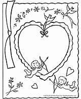 Valentine Coloring Pages Valentines Card Cards Printable Color Sheets Cupid Hearts Kids Heart Holiday Saint Worksheets Activity Pre Children February sketch template