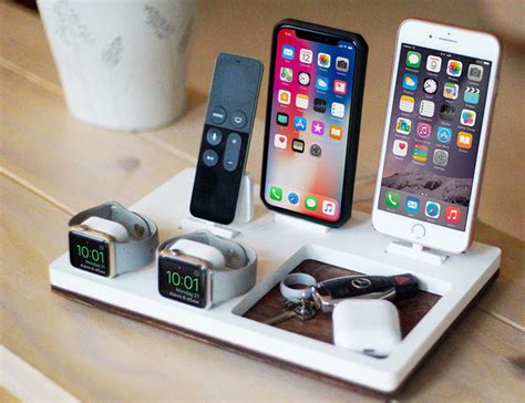 multi device charging station helps  avoid  tangled mess  cords