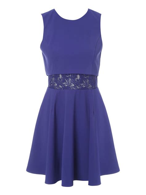 Jane Norman Double Layer Lace Skater Dress In Blue Lyst