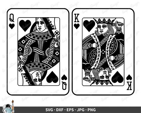 king queen  hearts svg playing cards svg cards vector cards etsy