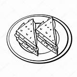 Sandwich Sandwiches Icona Panino Meatloaf Disegno Panini Piatto Semplice Tratteggio Rapida Alimenti Insieme Preparazione Nero sketch template