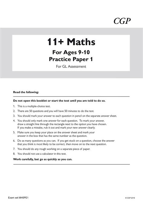 gl maths practice papers ages    parents guide