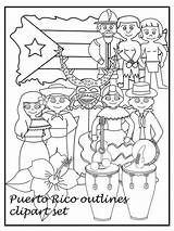 Puerto Rico Clipart Coloring Set Outlines Pages La Forts People Garita Descubrimiento Teacherspayteachers Puertorriqueña Unit Girl Pr Clip Diablo Related sketch template