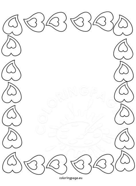 hearts border frame coloring page